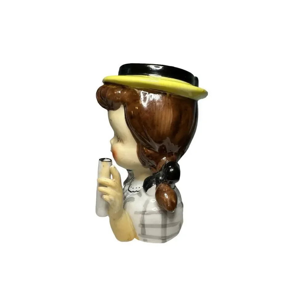 Vintage Napco pigtail umbrella girl ceramic vase - Picture 7 of 13